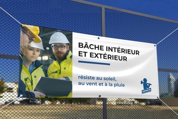 Banderole PVC 440g/m2 pour utilisation intérieure ou extérieur avec oeillets tous les 50 cm