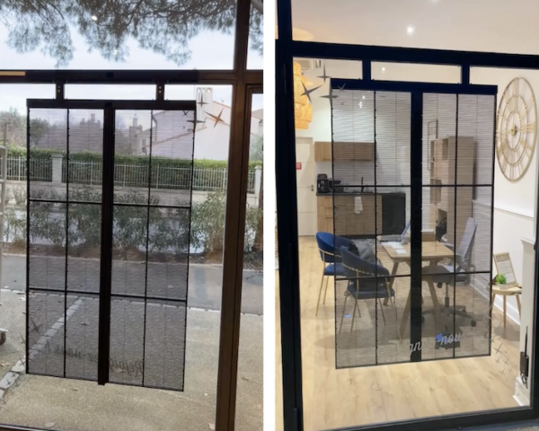 transparence d'un poster video led pour vitrine