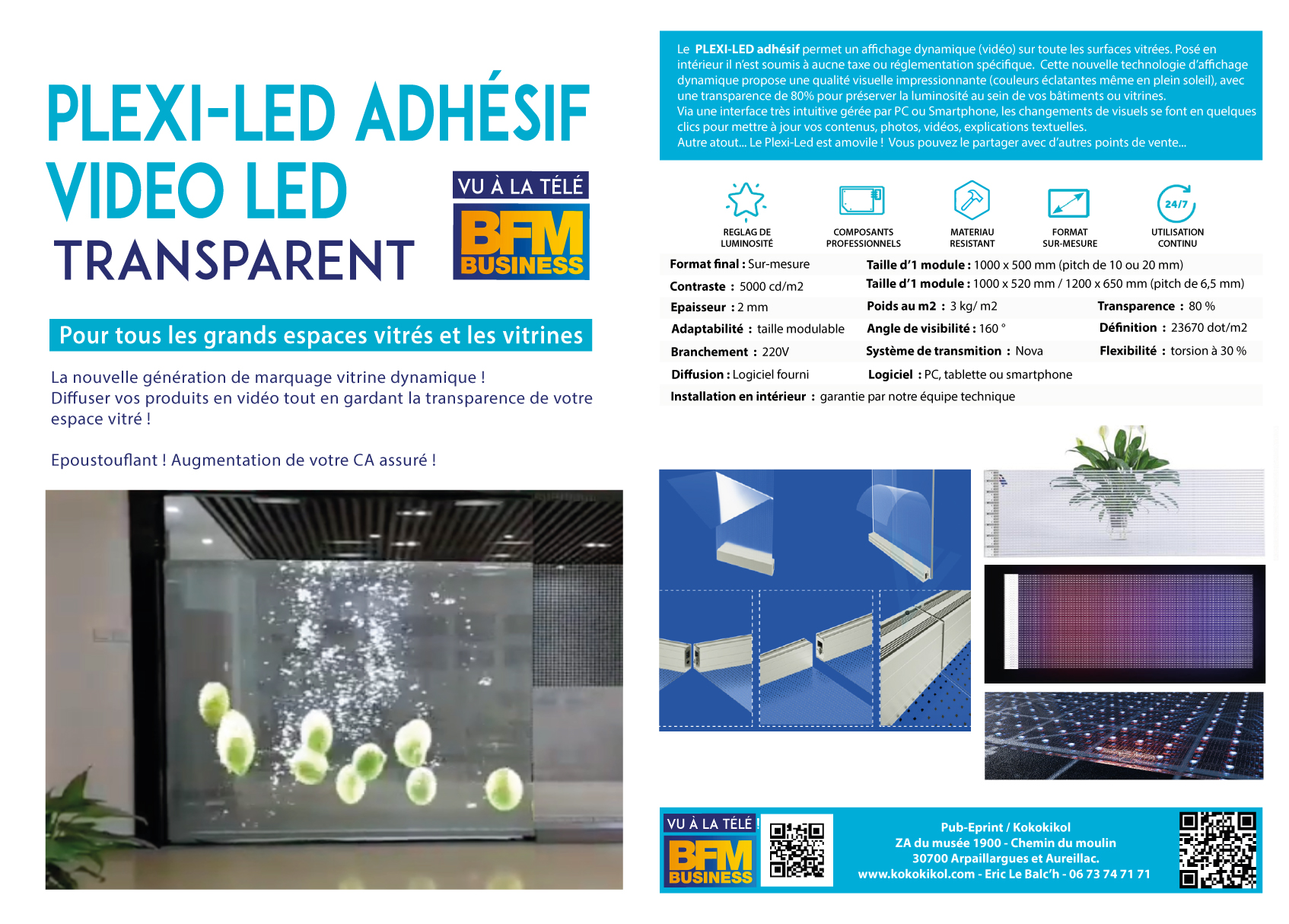 Plexi adhesif LED diffusion video et image 