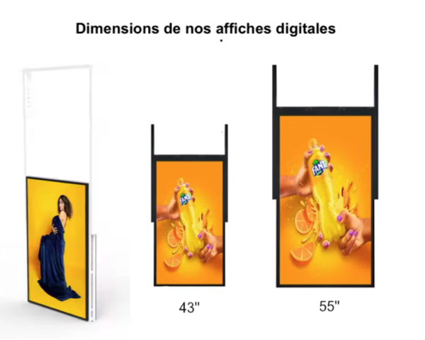 Affiche video double-face pour vitrine
