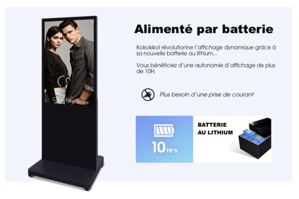 Totem vidéo d'intérieur autonome sur batterie