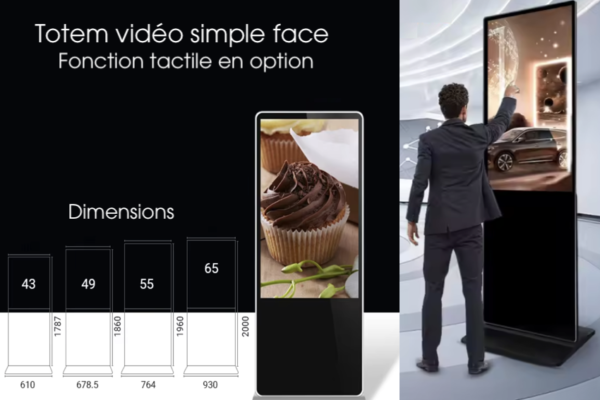 Dimensions totem intérieur vidéo