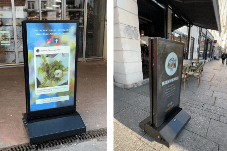 animation avec 2 stop-trottoirs numériques double-face